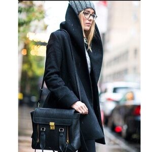 Trina Turk Black Hooded Wool Coat